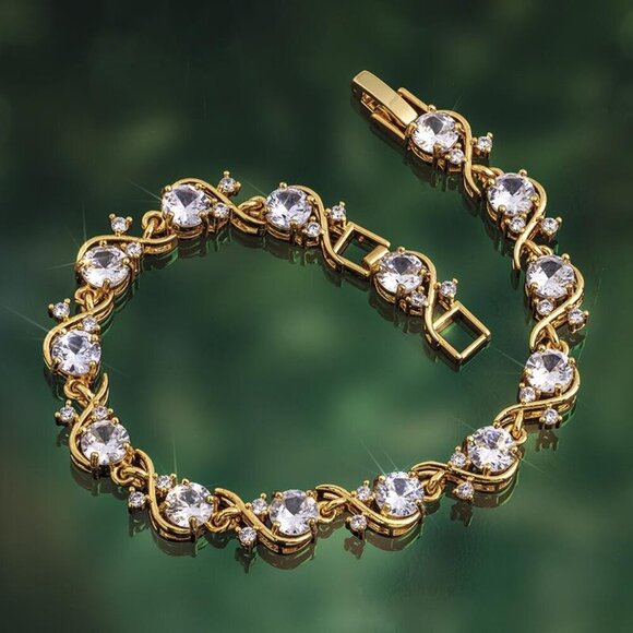 Stauer Two Hearts Tennis Bracelet - Picture 1 of 11